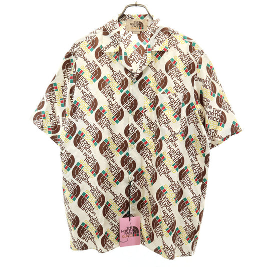GUCCI TNF Collab Silk All-Over Logo Sleeve Shirt Size 46