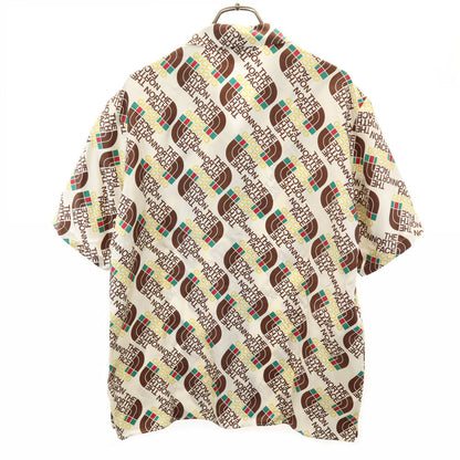 GUCCI TNF Collab Silk All-Over Logo Sleeve Shirt Size 46