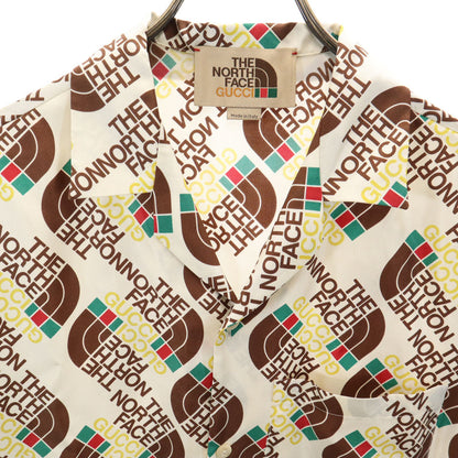 GUCCI TNF Collab Silk All-Over Logo Sleeve Shirt Size 46