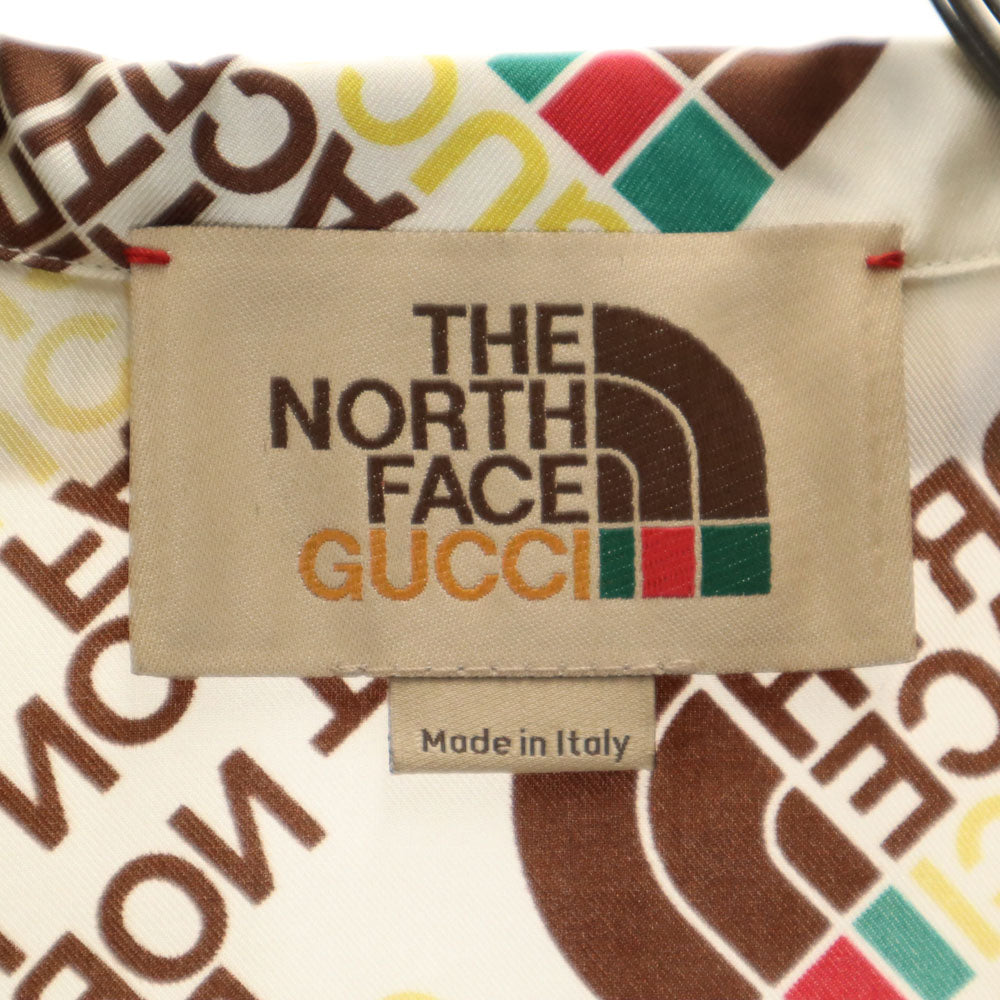 GUCCI TNF Collab Silk All-Over Logo Sleeve Shirt Size 46
