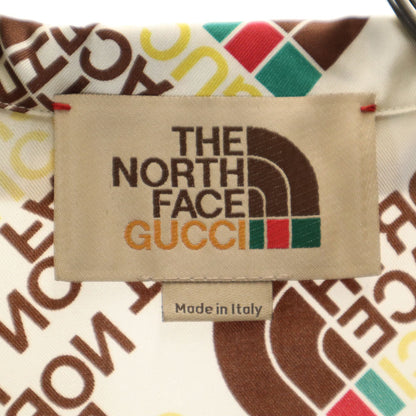 GUCCI TNF Collab Silk All-Over Logo Sleeve Shirt Size 46