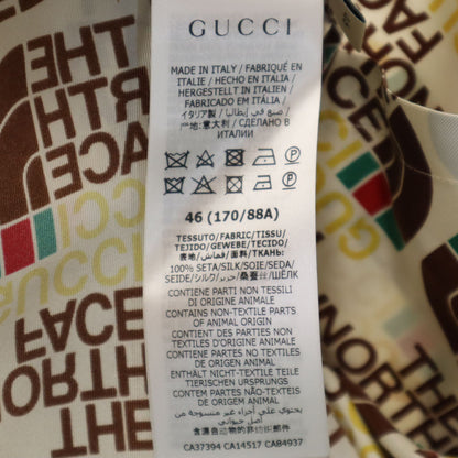 GUCCI TNF Collab Silk All-Over Logo Sleeve Shirt Size 46