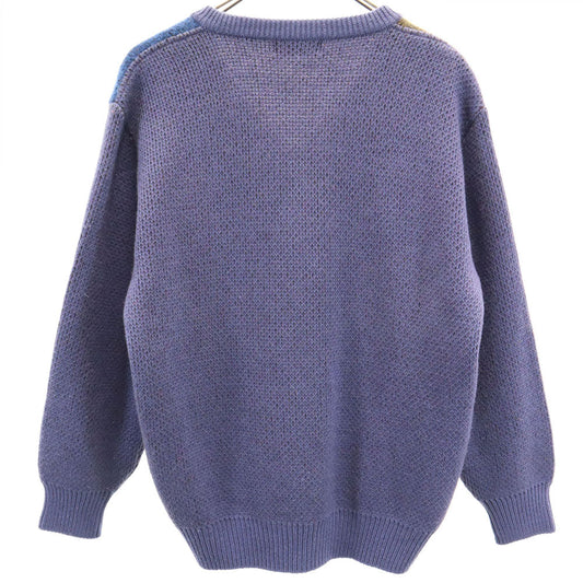 YVES SAINT LAURENT 80s Navy V-Neck Wool Sweater Size M