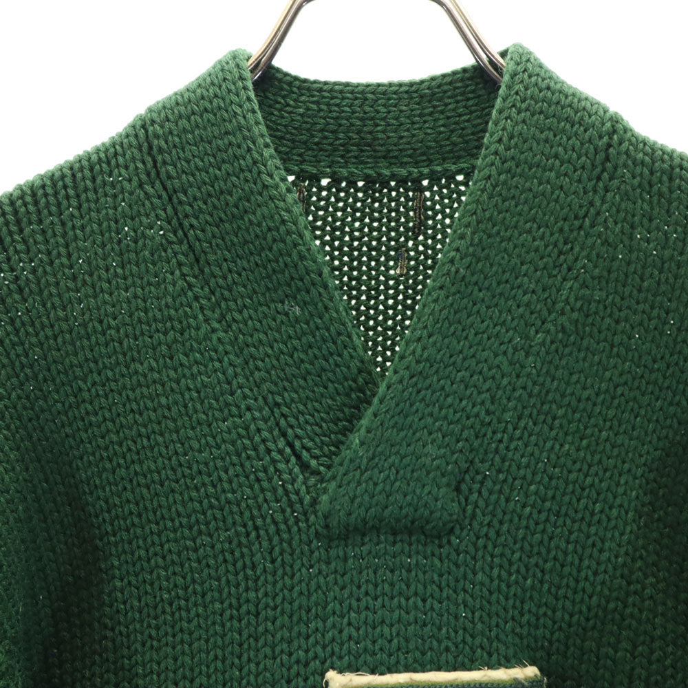 VINTAGE 40s 50s Lettered Patch Sweater Green