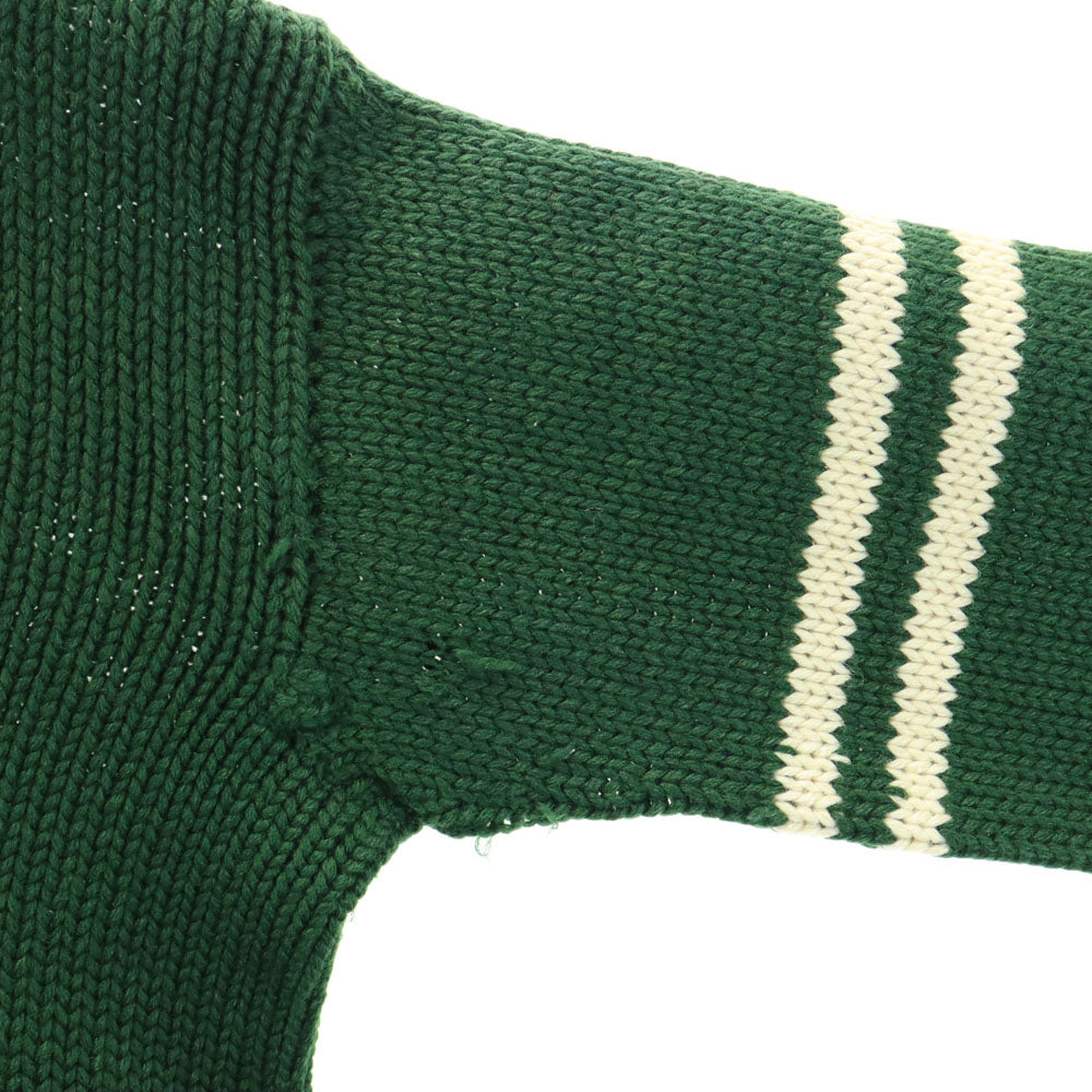VINTAGE 40s 50s Lettered Patch Sweater Green