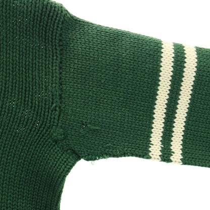 VINTAGE 40s 50s Lettered Patch Sweater Green
