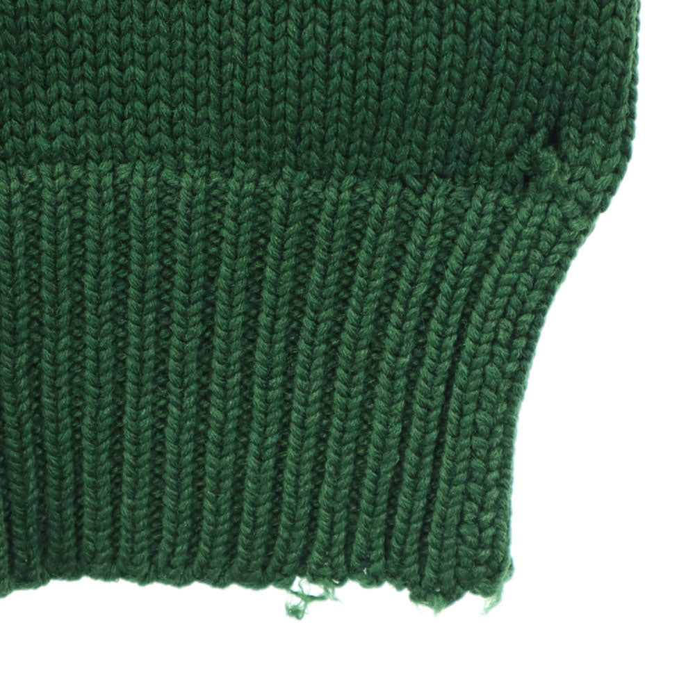 VINTAGE 40s 50s Lettered Patch Sweater Green