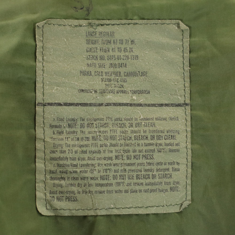 US ARMY 90s GORE-TEX ECWCS Woodland Camo Parka Jacket Size L