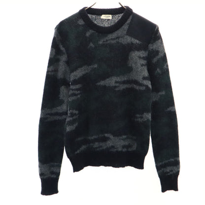 SAINT LAURENT Mohair Blend Camo Sweater Gray Size XS