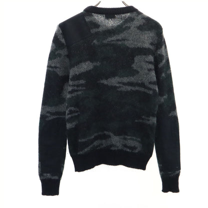 SAINT LAURENT Mohair Blend Camo Sweater Gray Size XS