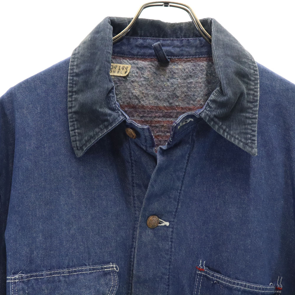 BLUE BELL 60s 70s Vintage Blanket Coverall Indigo Jacket Size 46
