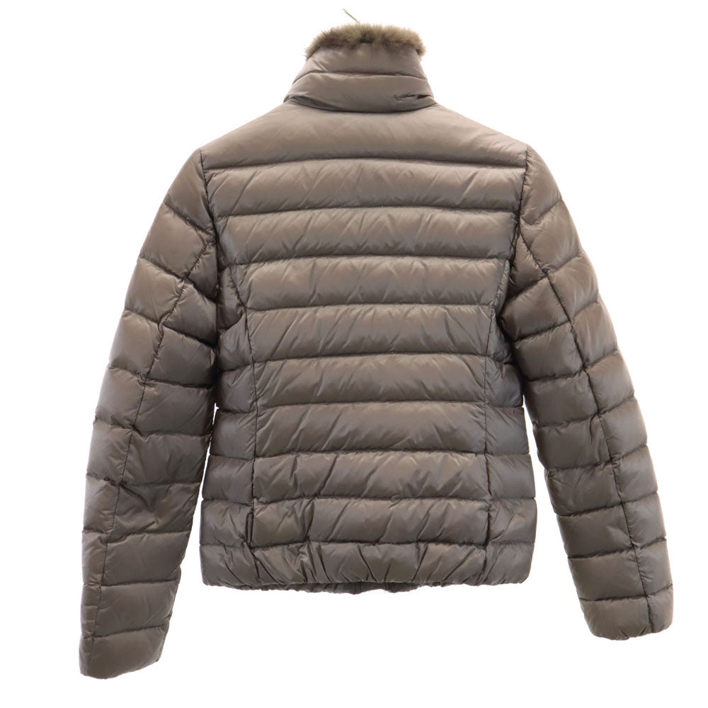 MONCLER Greige Down Jacket Mink Fur Trim