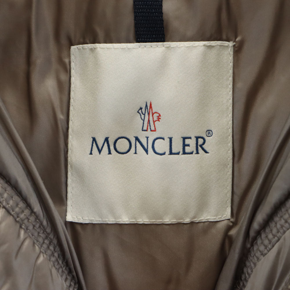 MONCLER Greige Down Jacket Mink Fur Trim