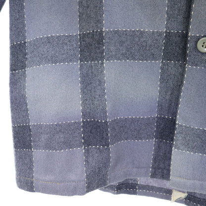 VINTAGE 50s Check Open Collar Long Sleeve Shirt Gray Size M
