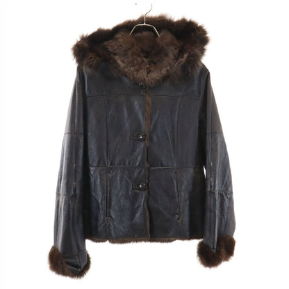 BALMAIN Rabbit Leather Jacket Brown Size JP 11