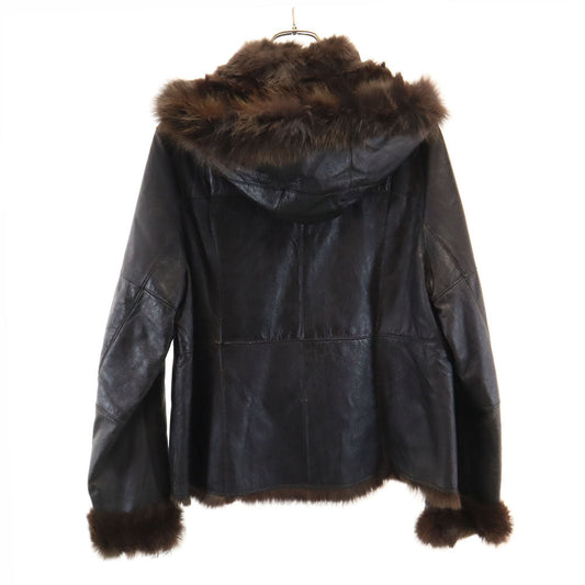 BALMAIN Rabbit Leather Jacket Brown Size JP 11
