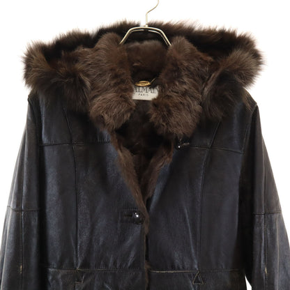 BALMAIN Rabbit Leather Jacket Brown Size JP 11