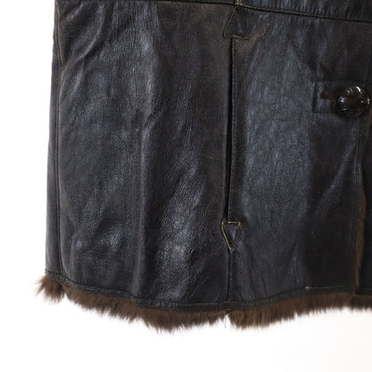 BALMAIN Rabbit Leather Jacket Brown Size JP 11