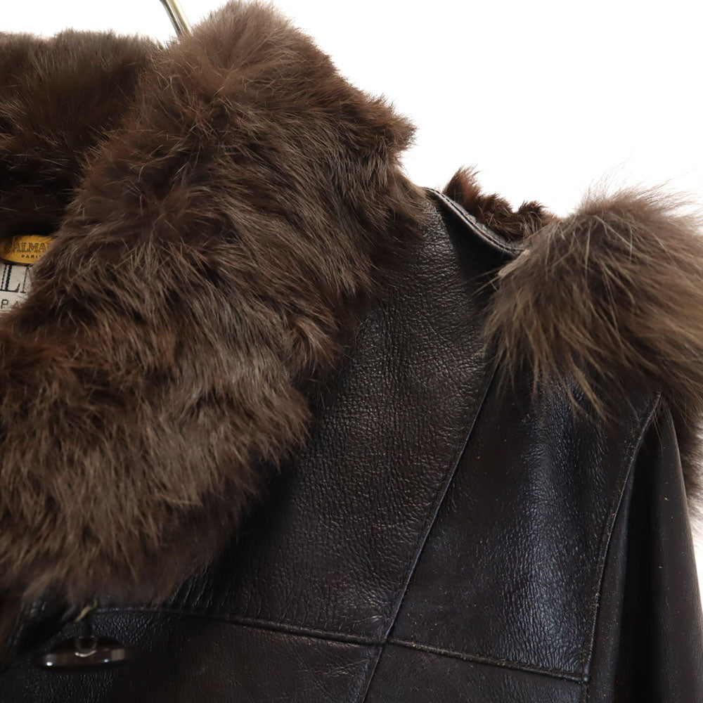 BALMAIN Rabbit Leather Jacket Brown Size JP 11