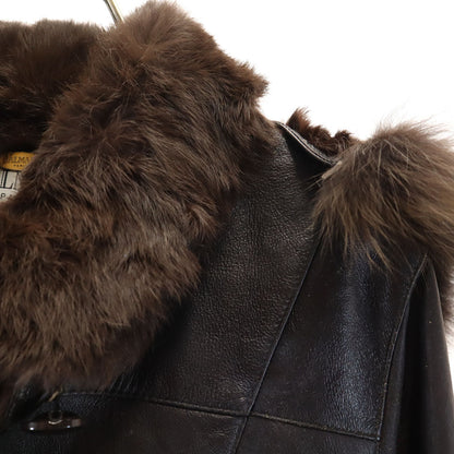 BALMAIN Rabbit Leather Jacket Brown Size JP 11