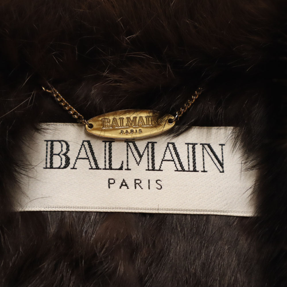BALMAIN Rabbit Leather Jacket Brown Size JP 11