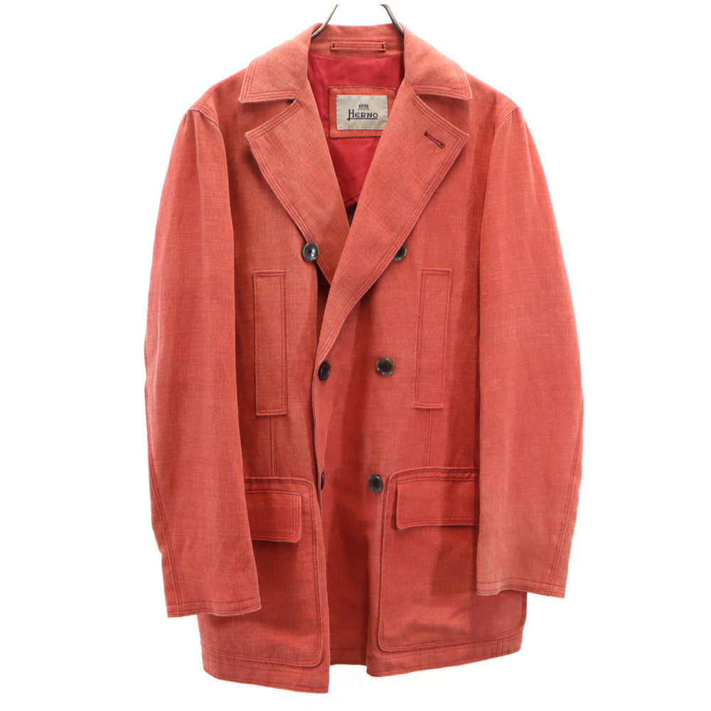 Herno Italian Linen Double Breasted Jacket Orange-Red Size 48