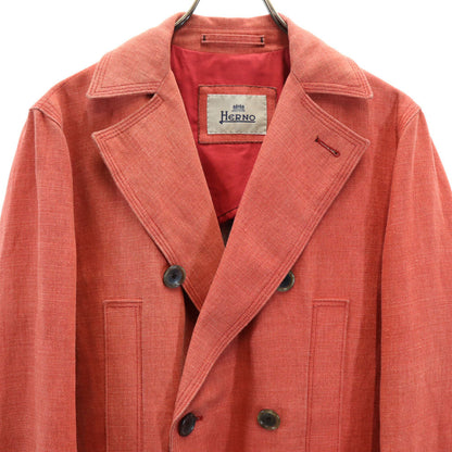 Herno Italian Linen Double Breasted Jacket Orange-Red Size 48