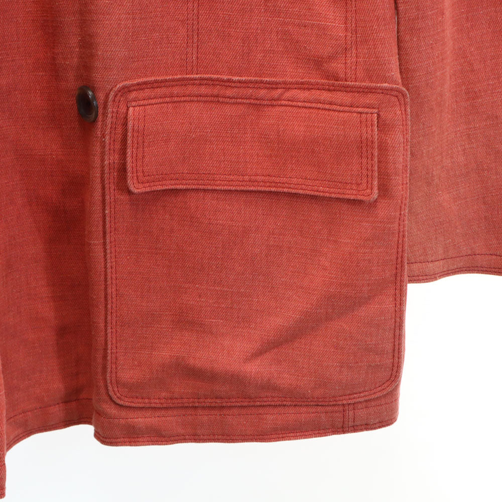 Herno Italian Linen Double Breasted Jacket Orange-Red Size 48