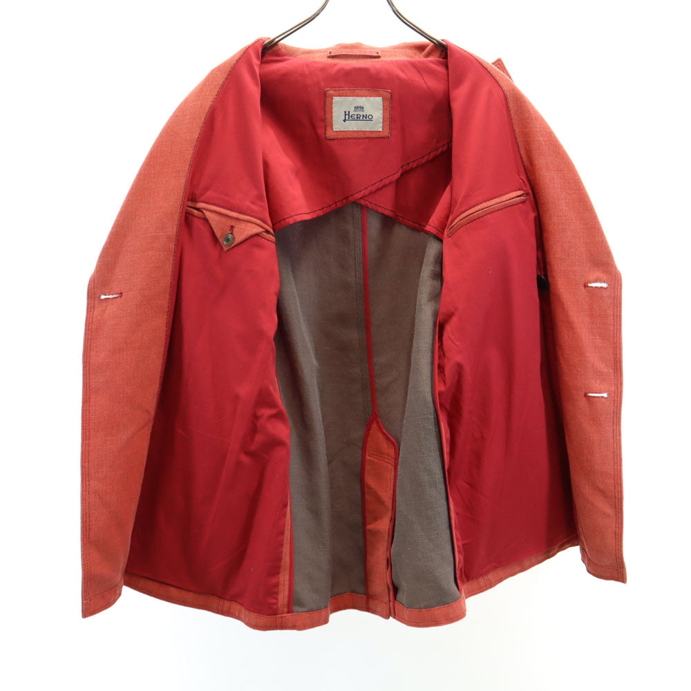 Herno Italian Linen Double Breasted Jacket Orange-Red Size 48