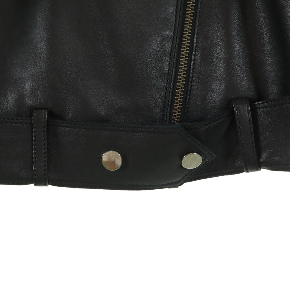 ARMANI JEANS Black Sheep Leather Riders Jacket Size 38