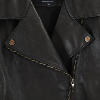 ARMANI JEANS Black Sheep Leather Riders Jacket Size 38