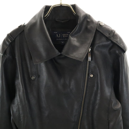 ARMANI JEANS Black Sheep Leather Riders Jacket Size 38