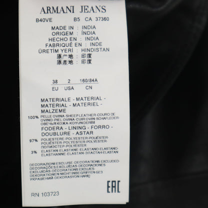 ARMANI JEANS Black Sheep Leather Riders Jacket Size 38