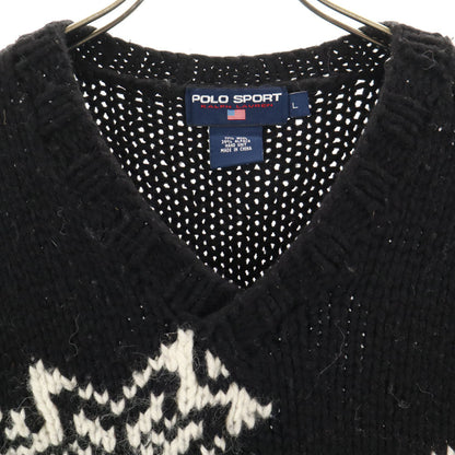 POLO SPORT RALPH LAUREN Hand Knit V-Neck Polo Black Size L