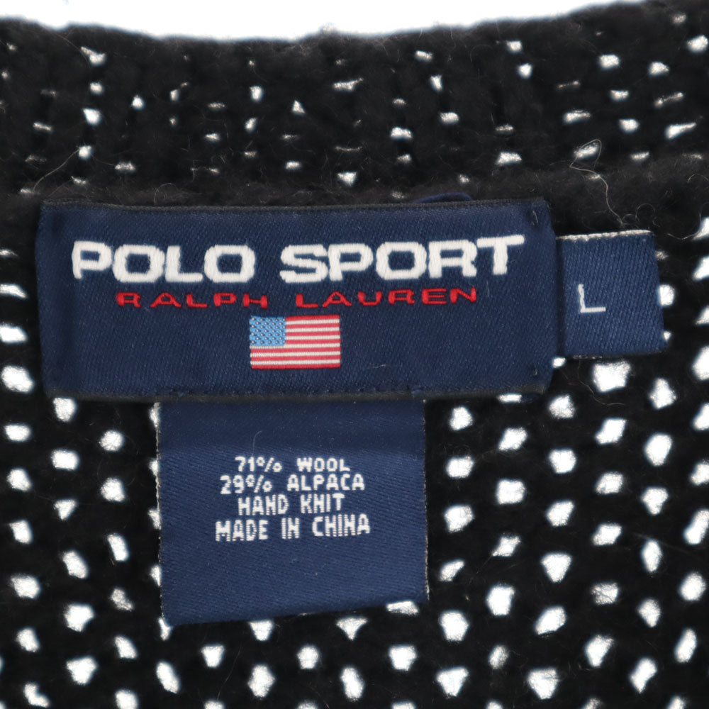POLO SPORT RALPH LAUREN Hand Knit V-Neck Polo Black Size L