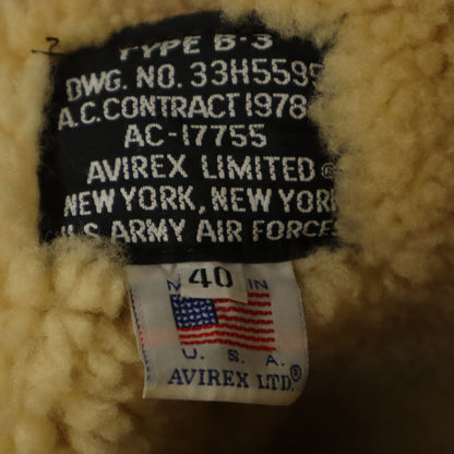 AVIREX USA Made B-3 Shearling Flight Jacket Brown Size 40