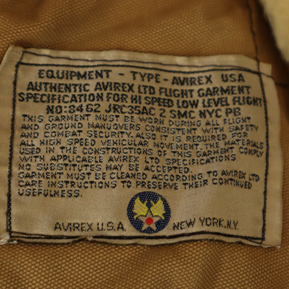 AVIREX USA Made B-3 Shearling Flight Jacket Brown Size 40