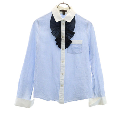 LOUIS VUITTON Ruffled Long Sleeve Cotton Light Blue Shirt Size 36