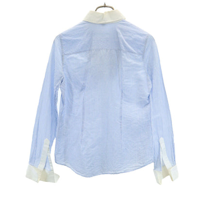 LOUIS VUITTON Ruffled Long Sleeve Cotton Light Blue Shirt Size 36