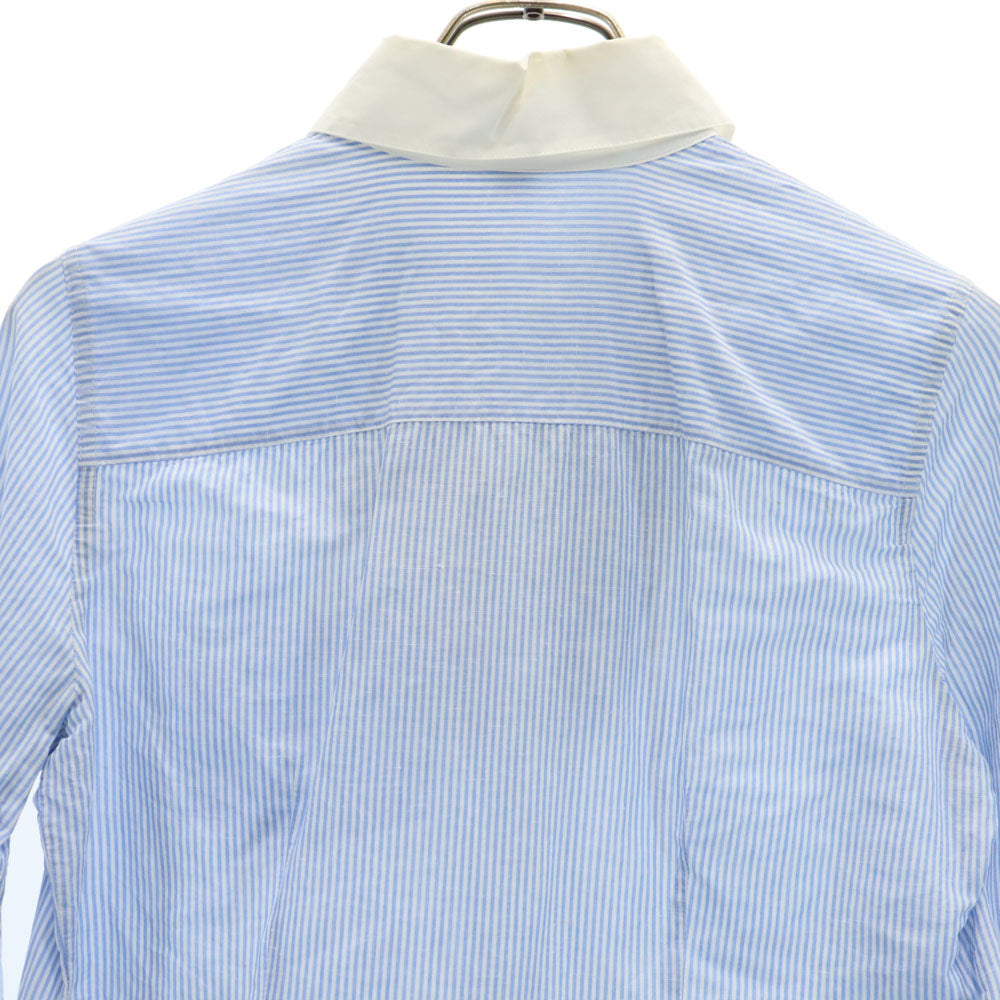 LOUIS VUITTON Ruffled Long Sleeve Cotton Light Blue Shirt Size 36