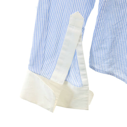 LOUIS VUITTON Ruffled Long Sleeve Cotton Light Blue Shirt Size 36