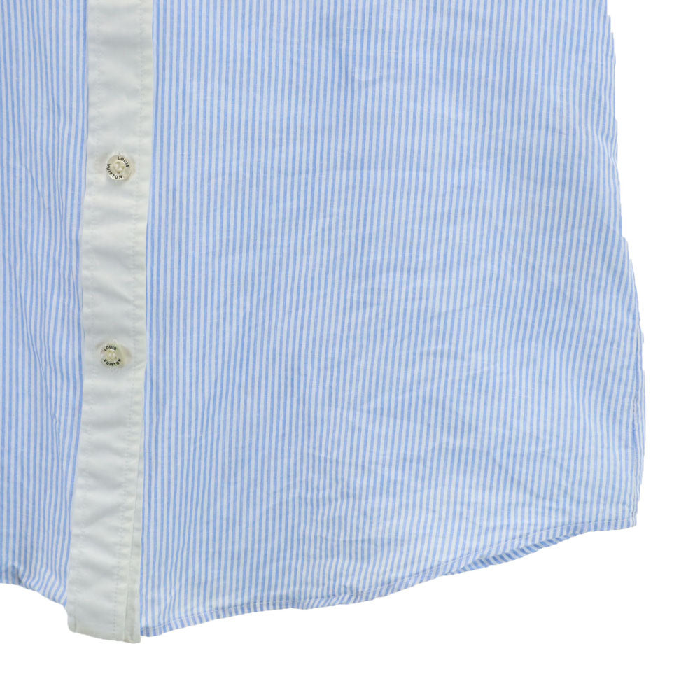LOUIS VUITTON Ruffled Long Sleeve Cotton Light Blue Shirt Size 36
