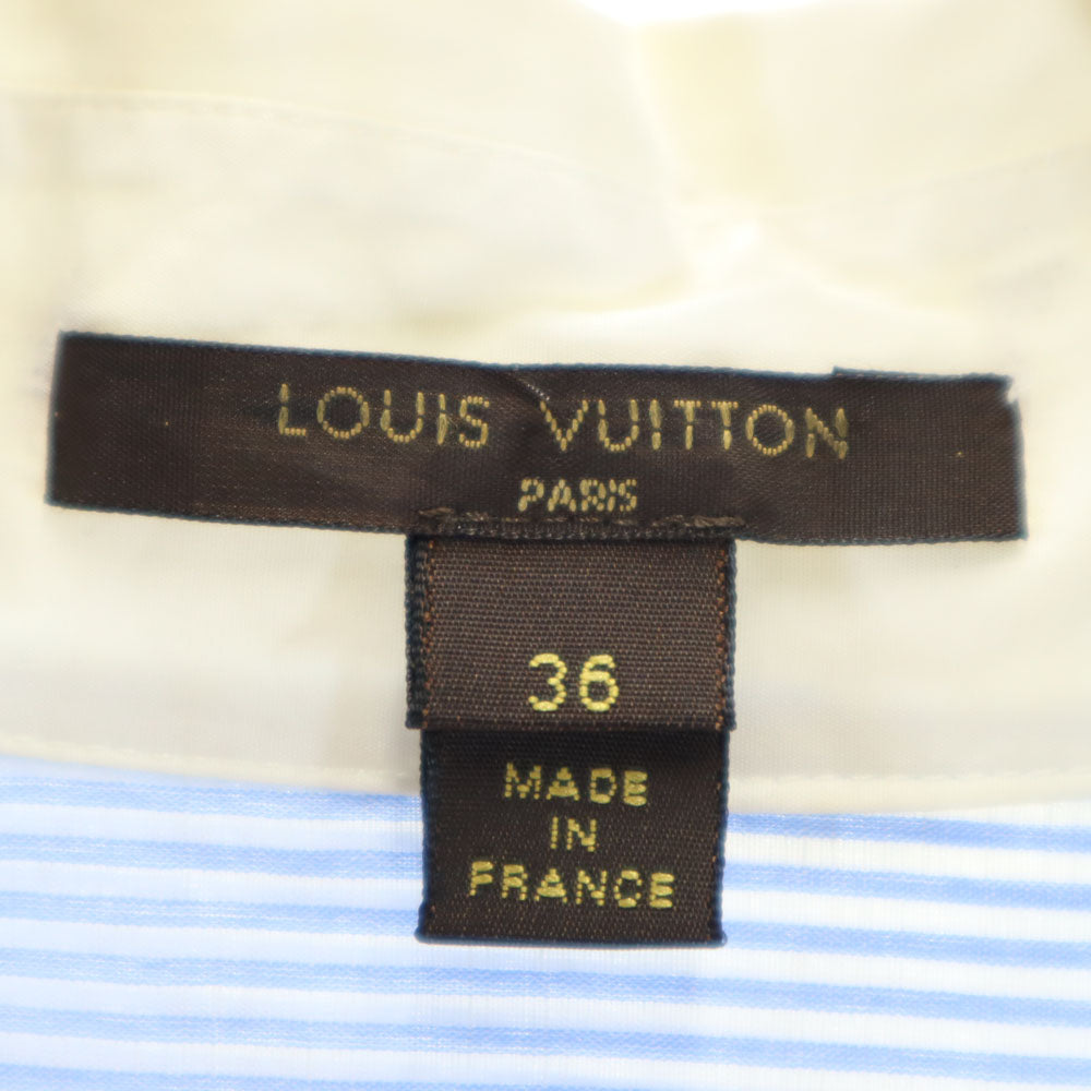 LOUIS VUITTON Ruffled Long Sleeve Cotton Light Blue Shirt Size 36