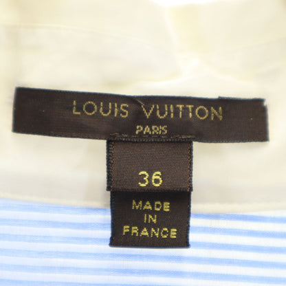 LOUIS VUITTON Ruffled Long Sleeve Cotton Light Blue Shirt Size 36