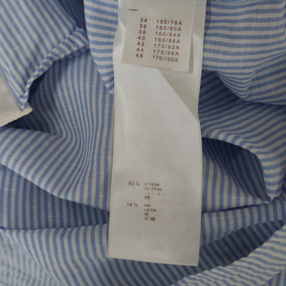 LOUIS VUITTON Ruffled Long Sleeve Cotton Light Blue Shirt Size 36