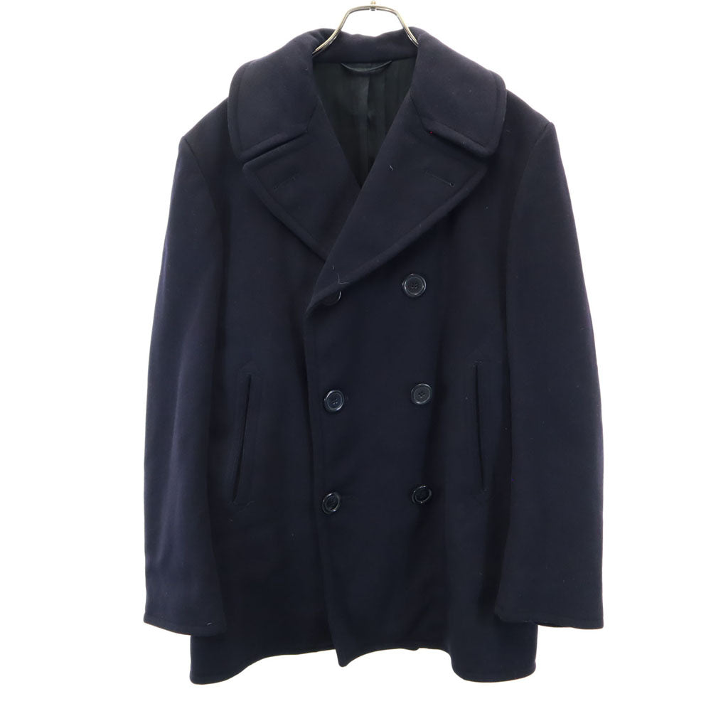 US NAVY 60s Vintage Melton Dark Navy Peacoat Coat Size M