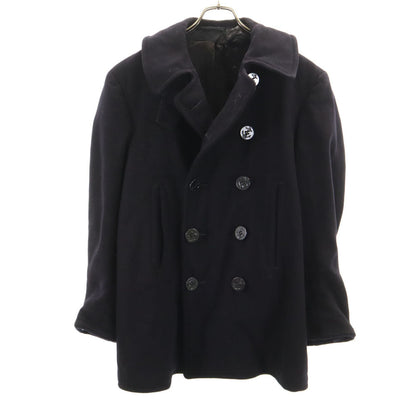 US NAVY 40s Vintage Melton 10-Button Peacoat Black Coat Size 38