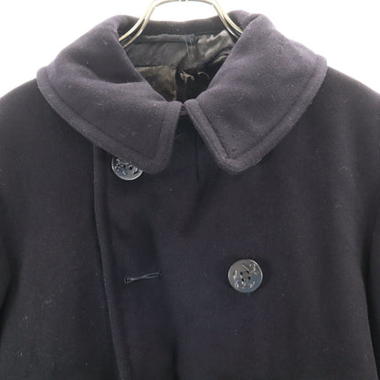 US NAVY 40s Vintage Melton 10-Button Peacoat Black Coat Size 38
