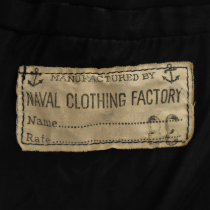 US NAVY 40s Vintage Melton 10-Button Peacoat Black Coat Size 38