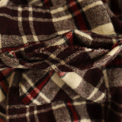 Sears 60s Vintage Plaid Open Collar Wool Shirt Brown Size S